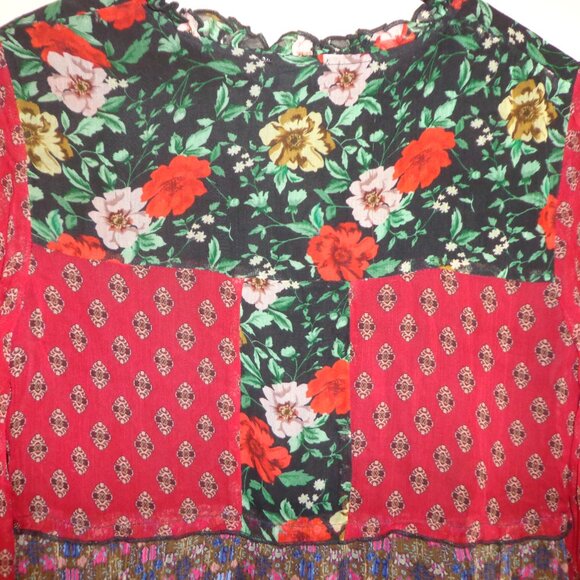 NWOT Sundance Tiered Floral Dress SP Lined Sheer Long Sleeves Multi - Picture 5 of 12